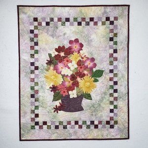 Hand Crafted Pieced & Appliquéd Quilted Floral Wall Hanging